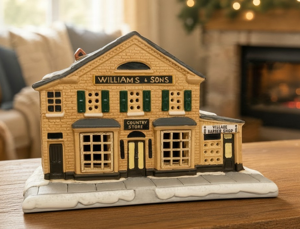 Hawthorne Village Rockwell Christmas Stockbridge Country Store & Barber Shop